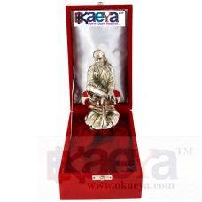 OkaeYa Aluminium Sai Baba Idol (18 cm x 10 cm x 9 cm, Silver)